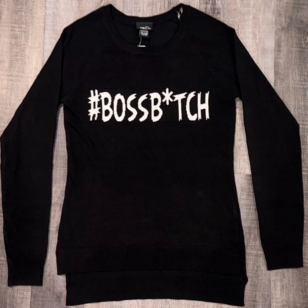 New Women’s Small Black “#BOSSB*TCH” Knit Sweater from Rue21